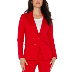Women's Liverpool Los Angeles Faux Double Breasted Short Blazer Large Tango Red