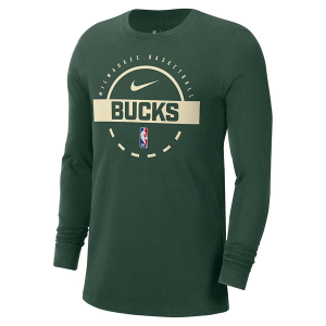 Milwaukee Bucks 2025 Practice Nike Long Sleeve T-Shirt Large Fir