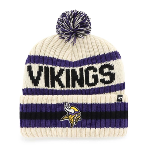 Minnesota Vikings 47 Brand Bering Pom Beanie One Size Natural