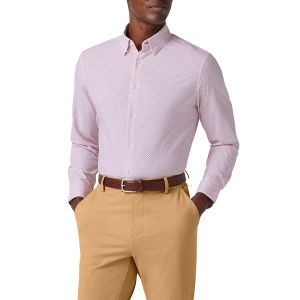 Men's Mizzen+Main Leeward Long Sleeve Button Up Shirt 2XLarge Wine Plus Print