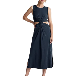 Women's Beyond Yoga Around The World Front Twist Midi Shift Dress Small Nocturnal Navy