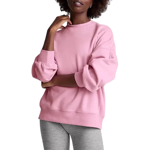 Women's Beyond Yoga LuxeFleece Oversized Crewneck Sweatshirt Large Pink Haze