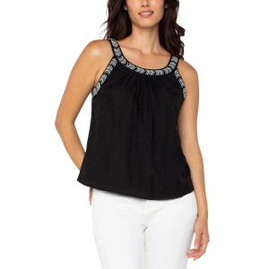 Women's Liverpool Los Angeles Beading Scoop Neck Tank Top XLarge Black