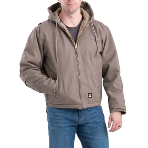 Men's Berne Apparel Heartland Washed Duck Heavyweight Sherpa Canvas Jacket Large Tall Grey Stone
