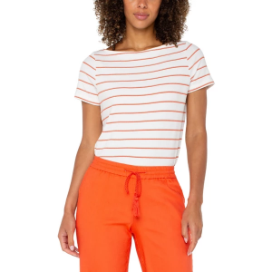 Women's Liverpool Los Angeles Knit T-Shirt XLarge Whipped Cream Clementine Stripe
