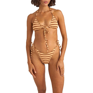 Women's Rhythm Tide Stripe Slide Tri Swim Bikini Top Small Natural