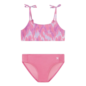 Girls' Hurley Bandeau Swim Bikini Set 7 Pink Polarized