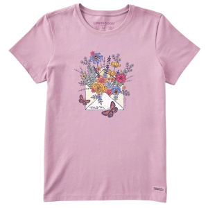 Women's Life is Good Mom Floral Envelope T-Shirt XLarge Violet Purple