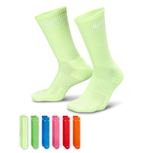 Men's Nike Adult Nike Everyday Plus Cushioned Training Crew Socks - 6 Pack Crew Socks Large Green/Blue/Red 6 Packs