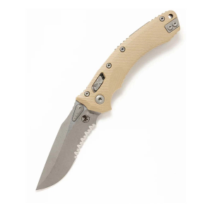 Microtech 137RL-11APFLGT Amphibian Apocalyptic Serrated Folding Knife Tan