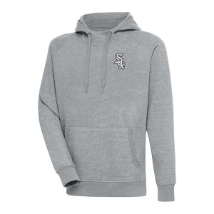 Chicago White Sox Antigua Chenille Chest Logo Victory Pullover Hoodie 5XLarge Grey Heather