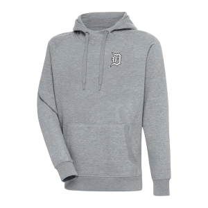 Detroit Tigers Antigua Chenille Chest Logo Victory Pullover Hoodie 5XLarge Grey Heather