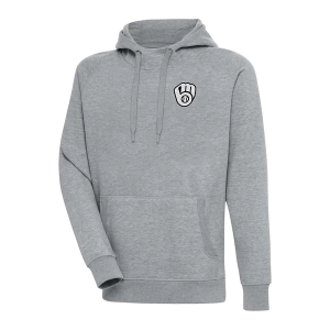 Milwaukee Brewers Antigua Chenille Chest Logo Victory Pullover Hoodie 5XLarge Grey Heather