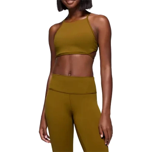 Women's prAna Luxara High Neck Sports Bra XLarge Retro Olive