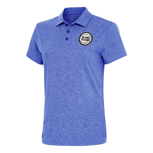 Women's Detroit Pistons Chest Logo Motivated Antigua Polo Small Dark Royal Heather
