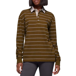 prAna Rockblock Rugby Long Sleeve Polo Small Retro Olive