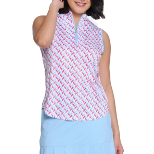 Women's Sport Haley Prescott Print Sleeveless Polo Medium Ocean