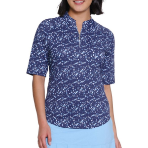 Women's Sport Haley Tempo Half Sleeve Print Mock 1/4 Zip Medium Star Multi