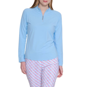 Women's Sport Haley Sunscape Mock Long Sleeve 1/4 Zip Medium Ocean
