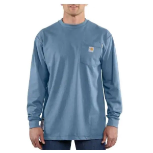 Men's Carhartt Flame-Resistant Force Cotton Long Sleeve T-Shirt 3XLarge Medium Blue