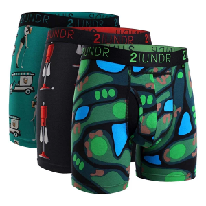 Men's 2UNDR Swing Shift Boxer Briefs Underwear 3 Pack XLarge Black Wash/Cart Girl/Back 9