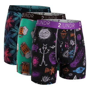 Men's 2UNDR Swing Shift Boxer Briefs Underwear 3 Pack Medium Palmsy/Beer/Kosmos