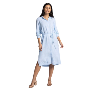 Women's Thread & Supply Ainsley Midi Shirt Dress Large Blue Microstripe