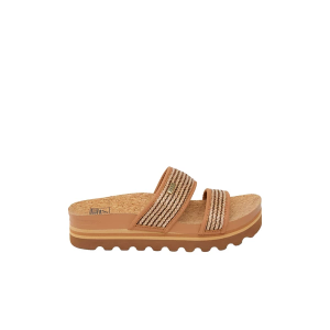 Women's Reef Cushion Vista Hi Slide Sandals 8 Chocolate Raffia