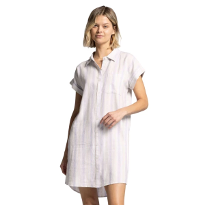 Women's Thread & Supply Judson Shirt Dress Medium Lavender Tan Stripe