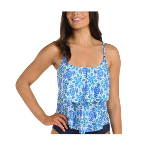 Women's 24th & Ocean Tiered Swim Tankini Contemporary 16 Periwinkle