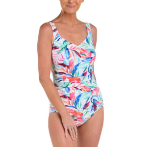 Women's Maxine Vineyard Side Shirred One Piece Swimsuit Sporty 12 Dominica Breeze