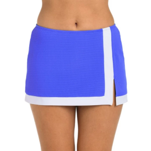 Women's 24th & Ocean Santorini Block Mid Rise Swim Skort Contemporary 8 Periwinkle