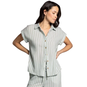 Women's Thread & Supply Verna Long Sleeve Button Up Shirt Medium Sage White