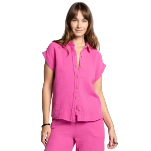 Women's Thread & Supply Verna Long Sleeve Button Up Shirt Small Soft Fuschia