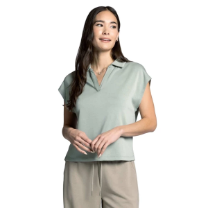 Women's Thread & Supply Kris Popover Long Sleeve Polo Small Dusty Jade