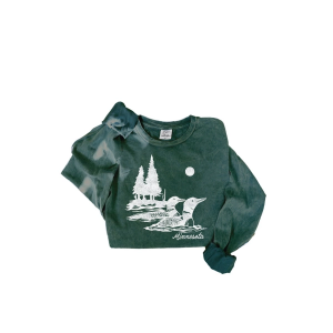 Women's Oat Collective Minnesota Loon Crewneck Sweatshirt Medium Forest