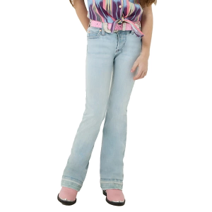 Girls' Wrangler X Lainey Wilson Raw Hem Bootcut Jeans Bleach 8