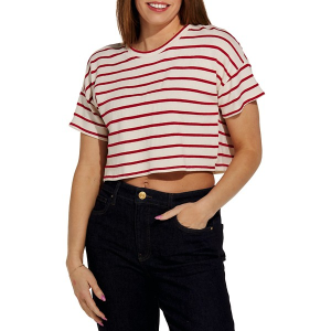 Women's By Together Gabe Stripe Crop Top Medium Cream Red