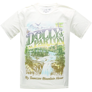 Women's Goodie Two Sleeves Dolly Parton Tennessee Mountain T-Shirt Medium White