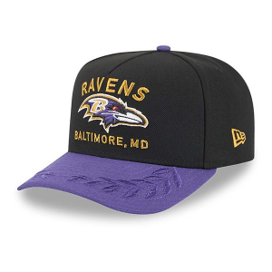 Kids' Baltimore Ravens New Era 2025 Draft 9FIFTY A-Frame Snapback Hat Black