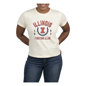 Illinois Fighting Illini USCAPE Women's Academy High Waisted T-Shirt Medium Vintage White