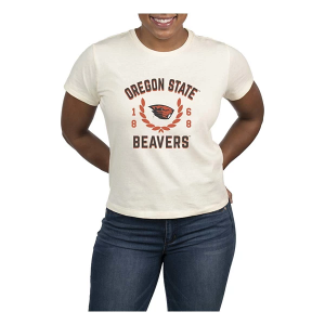 Oregon State Beavers USCAPE Women's Academy High Waisted T-Shirt Small Vintage White