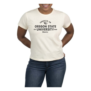 Oregon State Beavers USCAPE Women's Banner High Waisted T-Shirt Small Vintage White