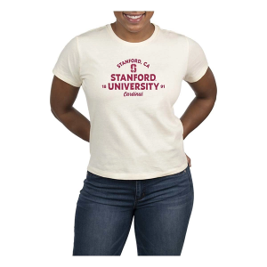 Stanford Cardinal USCAPE Women's Banner High Waisted T-Shirt Small Vintage White