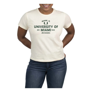 Miami Hurricanes USCAPE Women's Banner High Waisted T-Shirt Small Vintage White