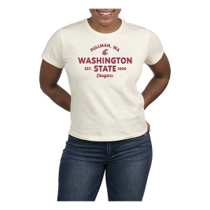 Washington State Cougars USCAPE Women's Banner High Waisted T-Shirt Small Vintage White
