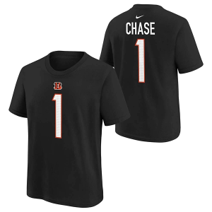Kids' Cincinnati Bengals Nike Jamar Chase #1 Fuse Name & Number T-Shirt Medium Black