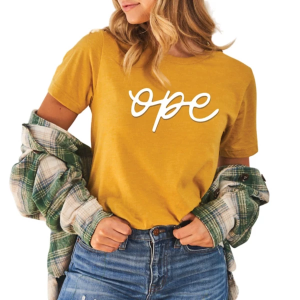 Women's Oat Collective Ope Puff Print T-Shirt XLarge Heather Mustard