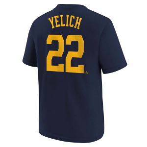Kids' Milwaukee Brewers Christian Yelich #22 Home Name & Number T-Shirt Medium Midnight