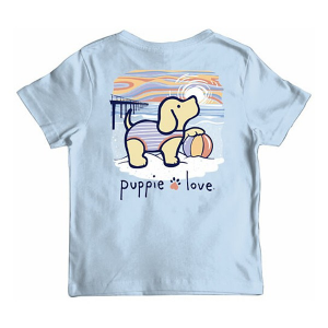 Girls' Puppie Love Beach Ball Pup T-Shirt Large Light Blue